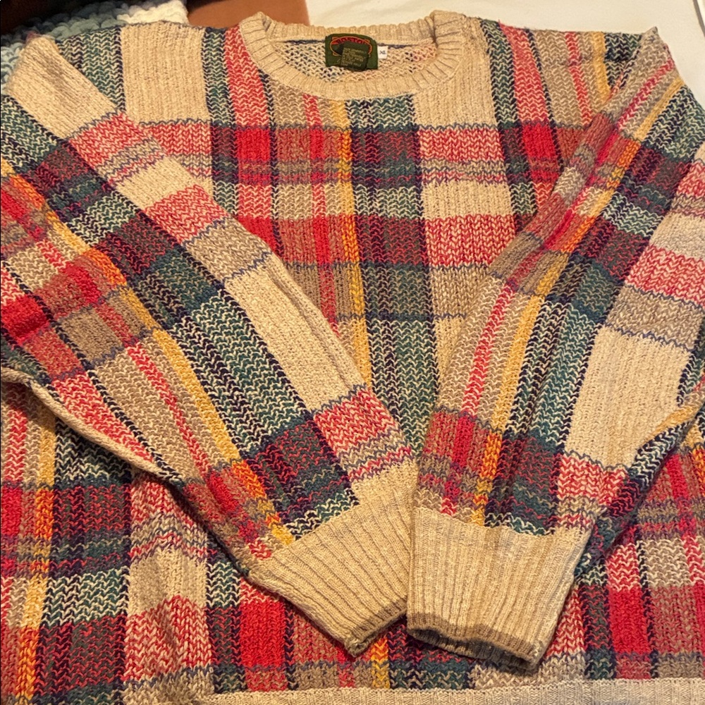 Boston Traders Colorful Plaid Crewneck Sweater